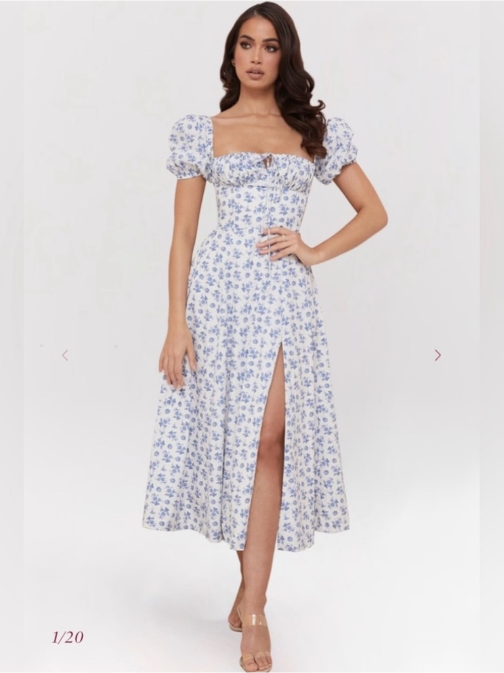 Brand new House of CB Tallulah Floral Puff-Sleeve Midi Dress
